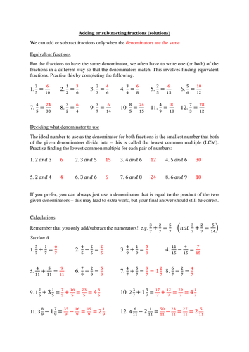 Calculations with fractions (all 4 operations) | Teaching Resources
