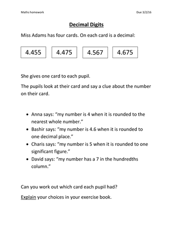 decimals problem solving year 4