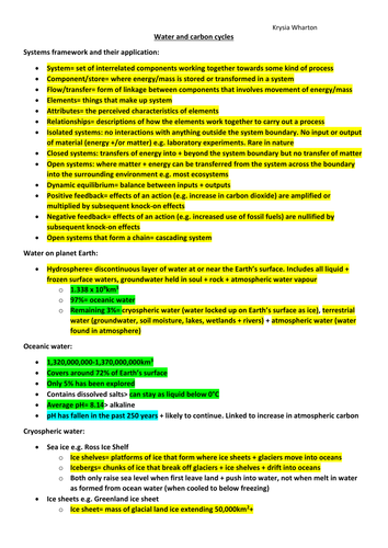 REVISION: "Water and carbon cycles"