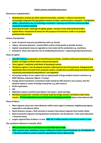 REVISION: "Global systems and global governance"