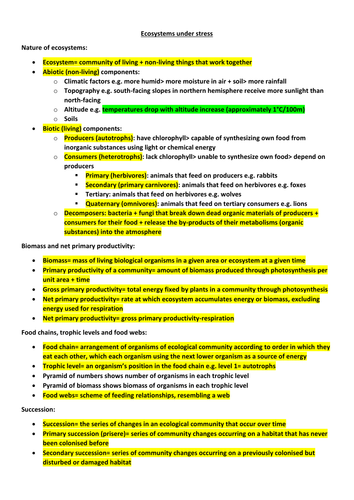 REVISION: "Ecosystems under stress"