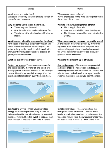 EdExcel A GCSE Geography 1-9 - Coastal Landscapes Revision Bookmarks ...
