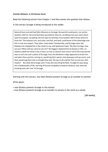 A Christmas Carol AQA exam style questions | Teaching Resources