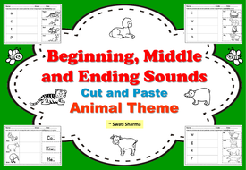 Beginning Middle and Ending Sounds Cut and Paste Animal Theme