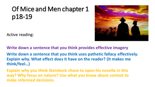 Of Mice and Men Steinbeck chapter 1 skills for GCSE English 9-1 'what how why' instead of PEE