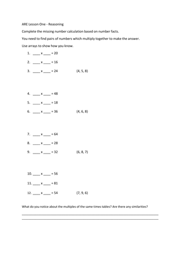 Multiplication Arrays, Factors and Square Numbers - Year 4 - Maths ...