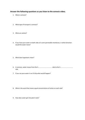 Osmosis lesson AQA GCSE Biology Cell biology | Teaching Resources
