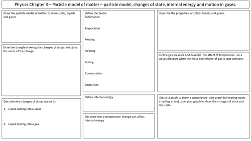 NEW AQA 2016 GCSE Trilogy physics revision mats particle model of matter