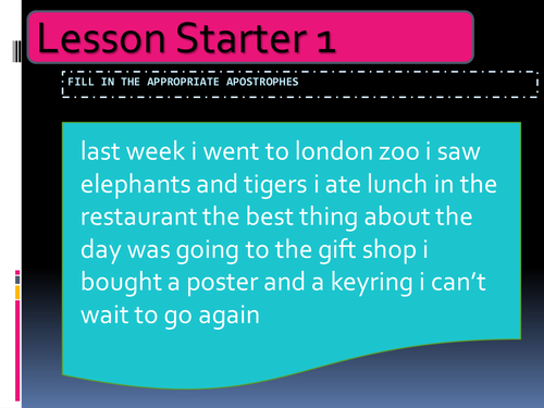 Language Work Lesson Starters 1-20