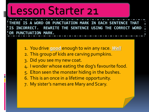 Language Work Lesson Starters 21-40