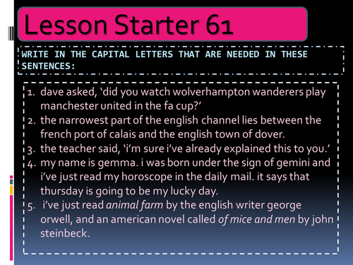 Language Work Lesson Starter 61-80