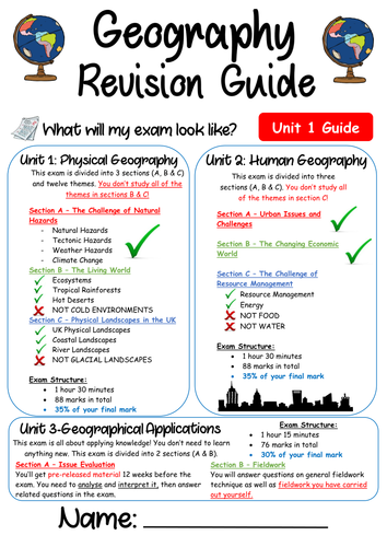 AQA 9-1 Geography PLC's - Unit 1