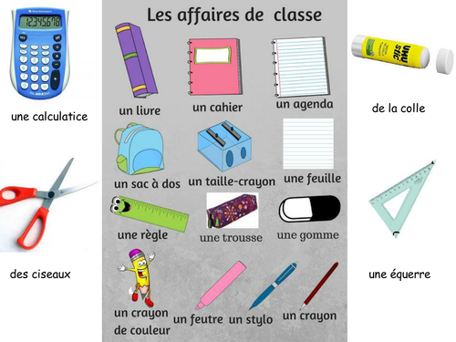 Things in your bag/classroom, dans ma trousse/cartable poster