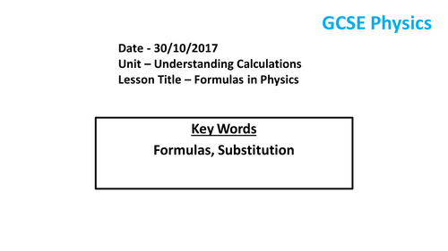 Introduction to GCSE Physic Calculations - Lesson 1