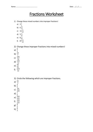 Fractions Worksheet