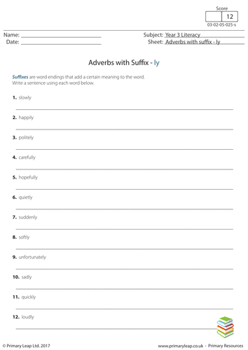 English Worksheet Adverbs With Suffix Ly Teaching Resources