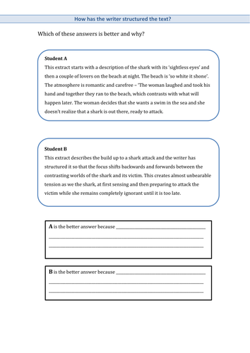 AQA GCSE English Paper 1 Q3 Examining Structure in an unseen text ...