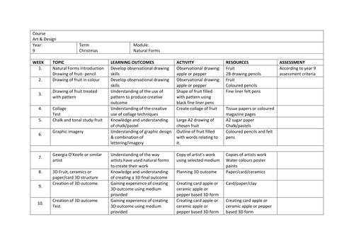 Year 9 Art Unit of Work - Full Year.