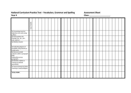 SPAG: Year 5 Vocabulary, Grammar and Punctuation Assessment TEST A ...