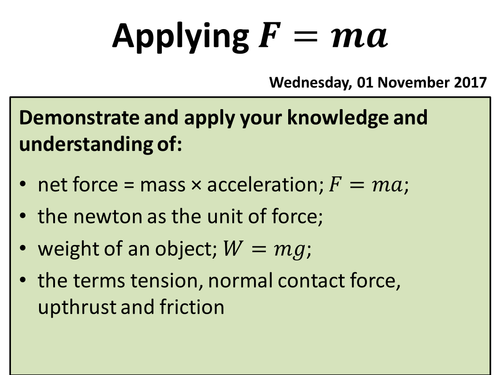 Applying F=ma - A Level Physics (OCR A)