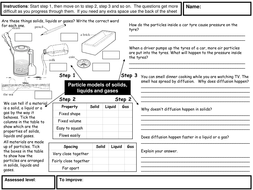 Particle model of solids, liquids and gases homework | Teaching Resources