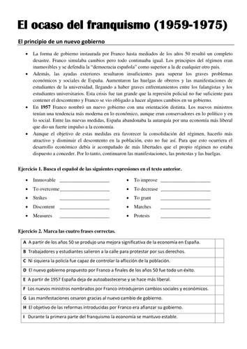 El franquismo - Segunda parte - El ocaso del Estado Franquista