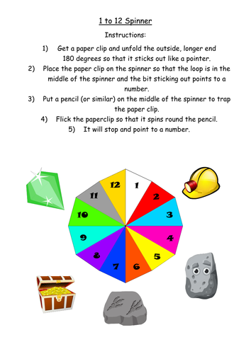 1 to 12 mining themed spinner | Teaching Resources