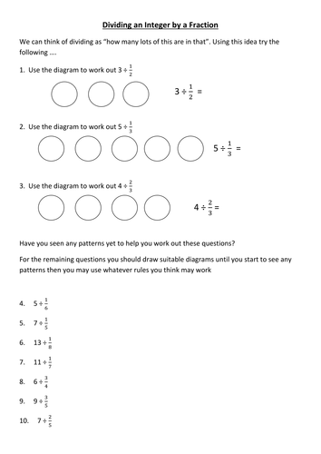 Dividing integers by fractions | Teaching Resources