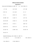 Difference of squares - worksheets | Teaching Resources