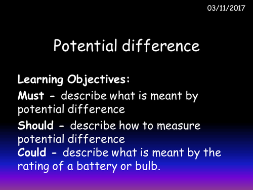 Electricity and Magnetism_Lesson 3_Potential difference