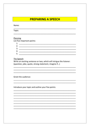 how to write a speech format pdf