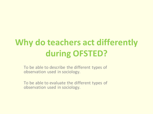 AQA A Level Sociology - Education and Research Methods - Observations