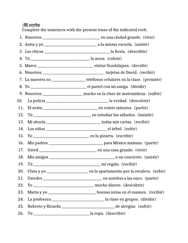 IR Verbs in Spanish Verbos IR Worksheet 1 | Teaching Resources