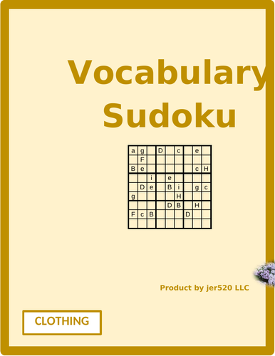 Clothing In English Sudoku Teaching Resources