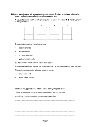 Set of 18 Chemistry extended writing questions (6 mark questions) NEW ...
