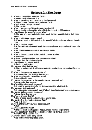 Blue Planet Worksheet Answers