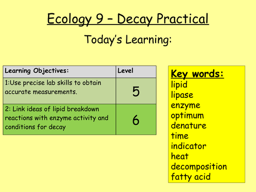 AQA Biology *2017 Spec* Ecology Lesson 9; Decay Required Practical