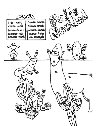 Spanish Christmas color by number worksheet | Teaching Resources