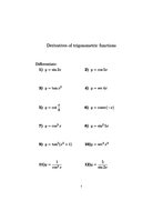 Derivatives of trigonometric functions worksheet (with ...