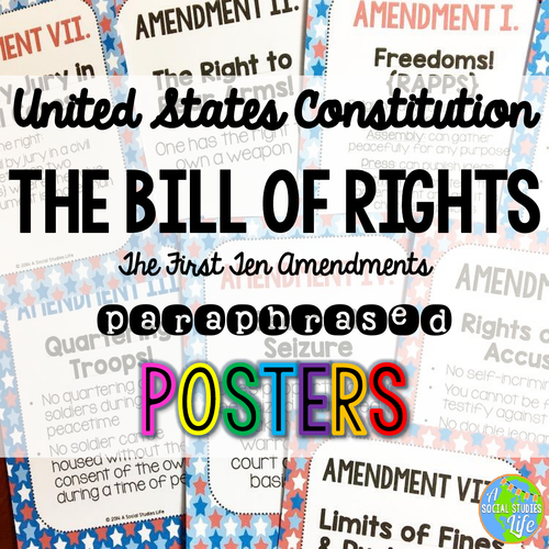 Bill Of Rights Paraphrased Posters Teaching Resources