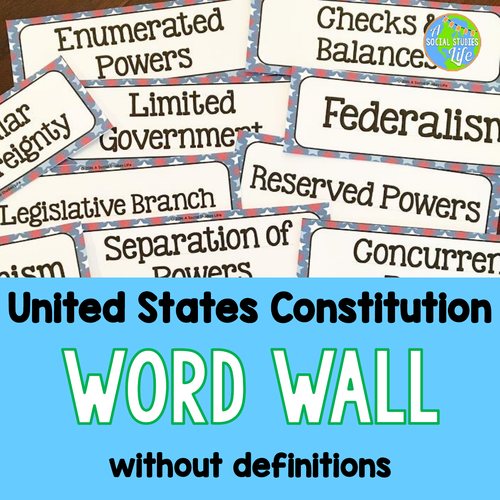 Constitution Word Wall without definitions | Teaching Resources