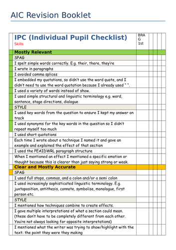 baby lit essay checklist