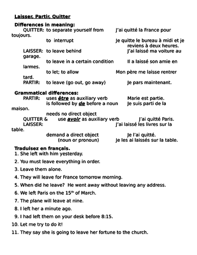 laisser-partir-quitter-french-verbs-worksheet-teaching-resources