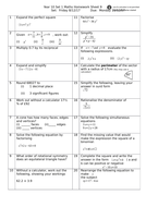 gcse maths homework sheets