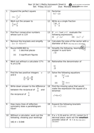 Year 10 homework sheets image