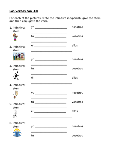 ER Verbs In Spanish Verbos ER Worksheet 2 Teaching Resources