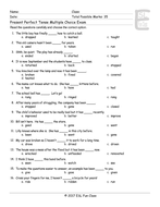 Present Perfect Tense Multiple Choice Exam | Teaching Resources