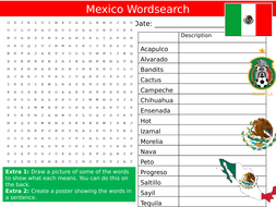 Mexico Wordsearch Country Mexican Starter Settler Activity Homework