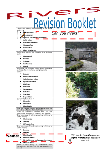 Rivers revision booklet.