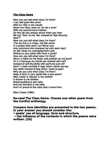 Edexcel 9-1 Conflict Poetry Mock Papers